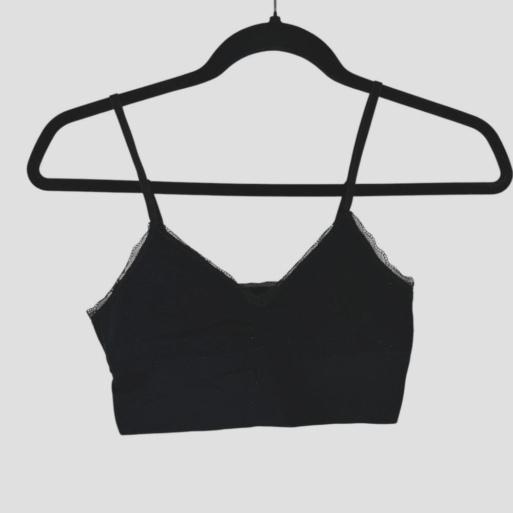 Victoria's Secret Long-Line Black Bralette Lace Trim Size Small